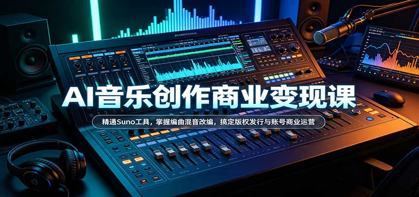 AI音乐创作商业变现课：精通Suno工具，掌握编曲混音改编，搞定版权发行与账号商业运营-副业网