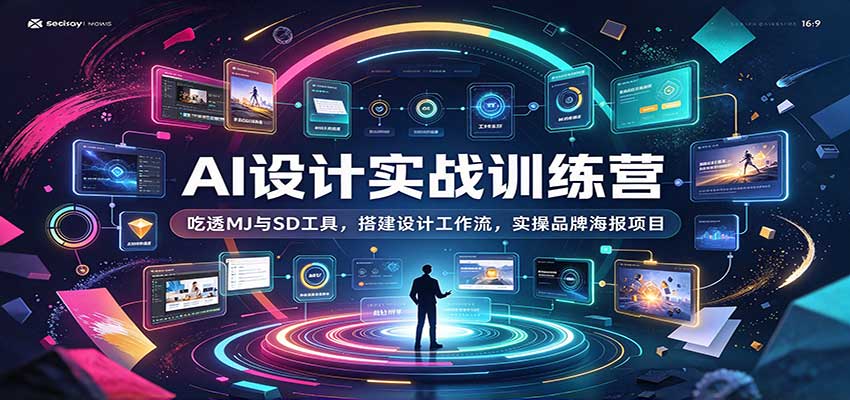 AI设计实战训练营：吃透MJ与SD工具，搭建设计工作流，实操品牌海报项目-副业网