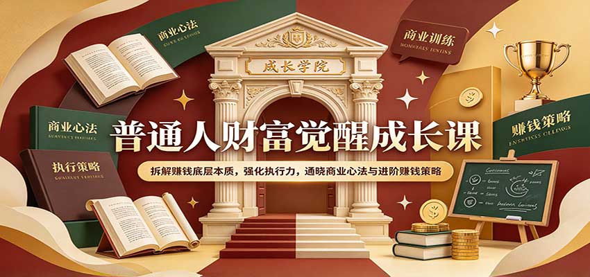 普通人财富觉醒成长课：拆解赚钱底层本质，强化执行力，通晓商业心法与进阶赚钱策略-副业网