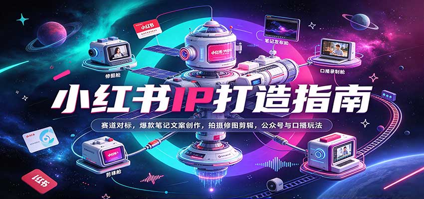 小红书IP打造指南：赛道对标，爆款笔记文案创作，拍摄修图剪辑，公众号与口播玩法-副业网