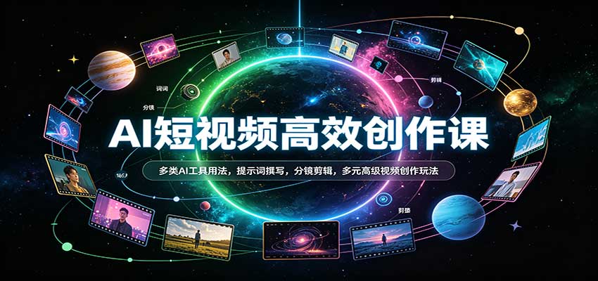 AI短视频高效创作课：多类AI工具用法，提示词撰写，分镜剪辑，多元高级视频创作玩法-副业网