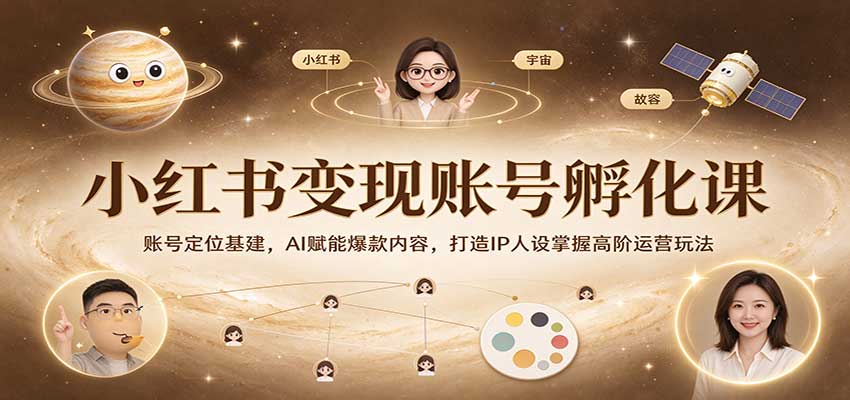 小红书变现账号孵化课：账号定位基建，AI赋能爆款内容，打造IP人设掌握高阶运营玩法-副业网