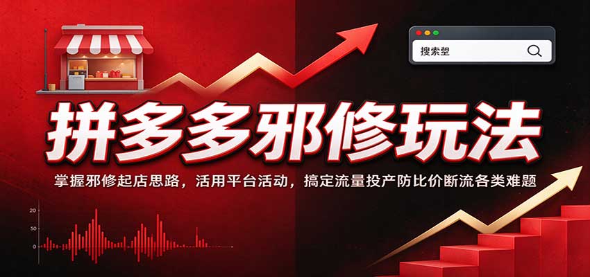 拼多多邪修玩法：掌握邪修起店思路，活用平台活动，搞定流量投产防比价断流各类难题-副业网