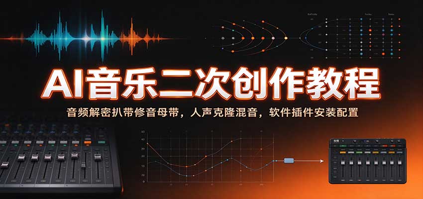 AI音乐二次创作教程：音频解密扒带修音母带，人声克隆混音，软件插件安装配置-副业网