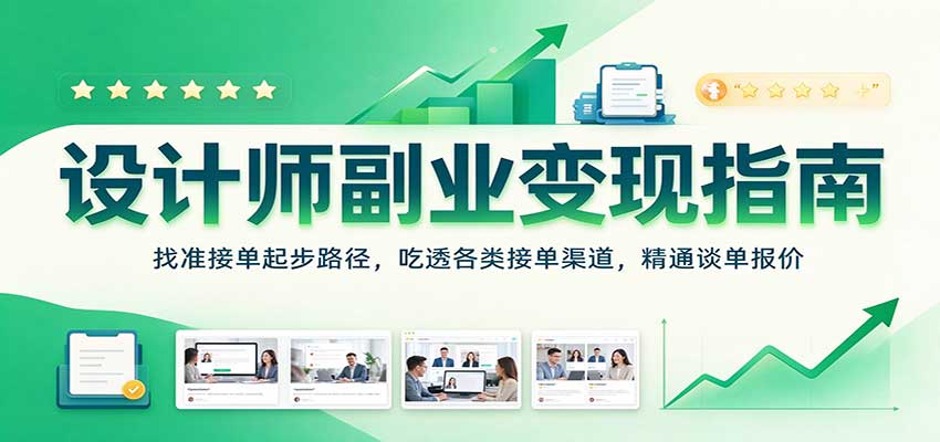 设计师副业变现指南:找准接单起步路径,吃透各类接单渠道,精通谈单报价-副业网