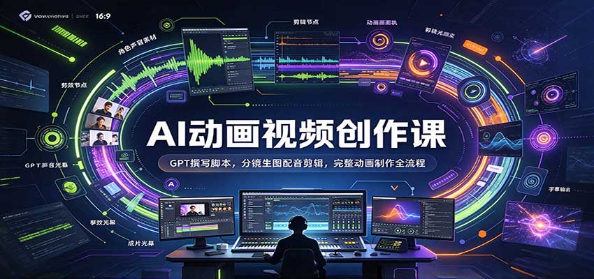 AI动画视频创作课：GPT撰写脚本，分镜生图配音剪辑，完整动画制作全流程-副业网