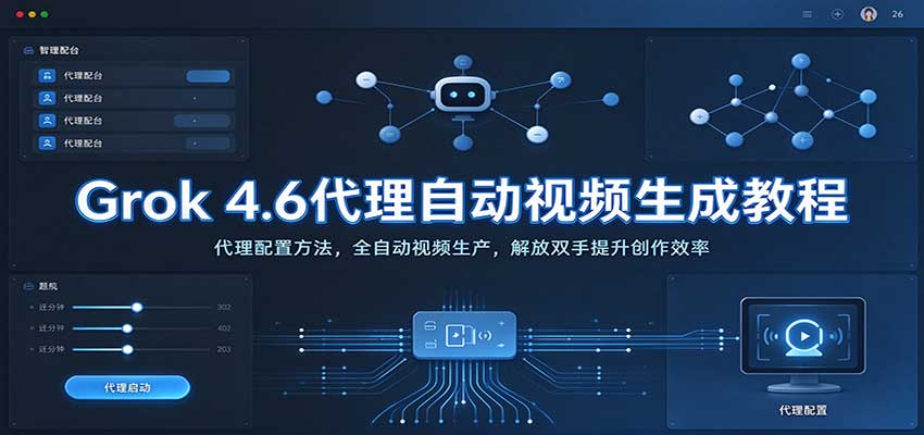 Grok 4.6代理自动视频生成教程：代理配置方法，全自动视频生产，解放双手提升创作效率-副业网