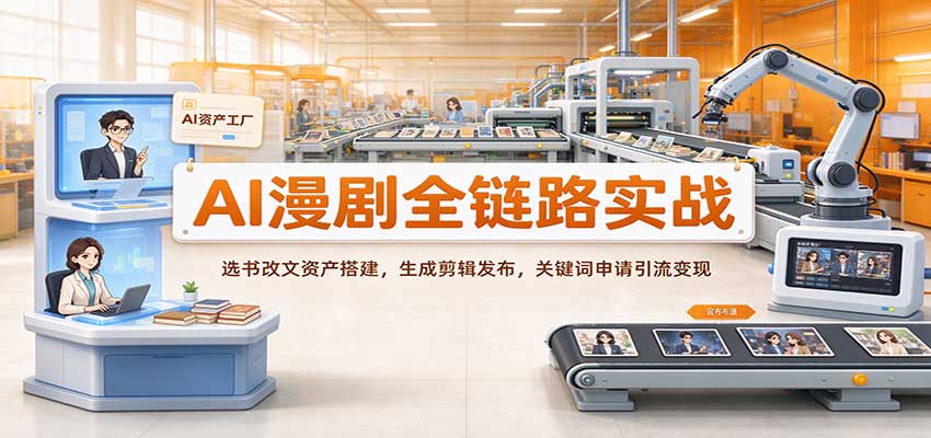 AI漫剧全链路实战：选书改文资产搭建，生成剪辑发布，关键词申请引流变现-副业网