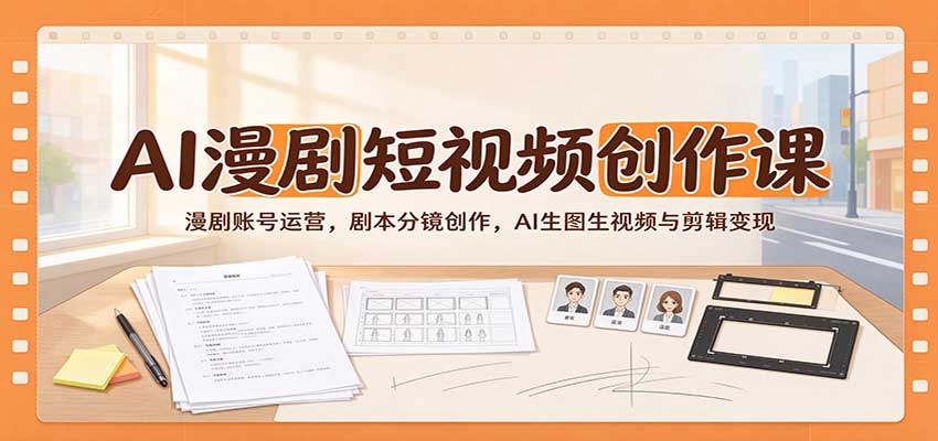 AI漫剧短视频创作课:漫剧账号运营,剧本分镜创作,AI生图生视频与剪辑变现-副业网