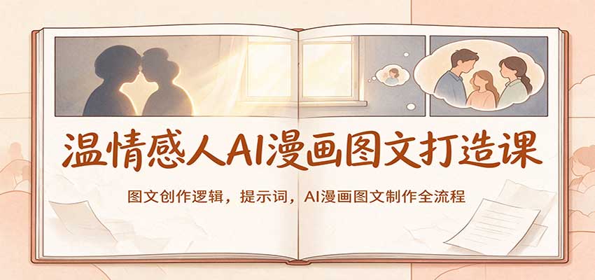温情感人AI漫画图文打造课:图文创作逻辑,提示词,AI漫画图文制作全流程-副业网