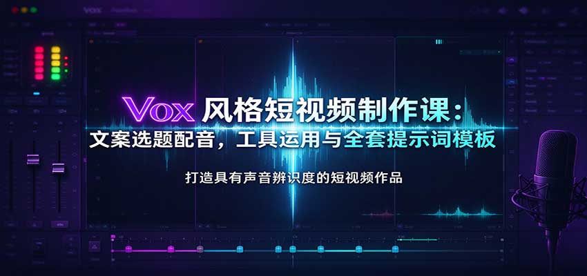 Vox风格短视频制作课：文案选题配音，工具运用与全套提示词模板-副业网