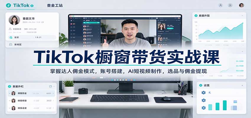 TikTok橱窗带货实战课：掌握达人佣金模式，账号搭建，AI短视频制作，选品与佣金提现-副业网