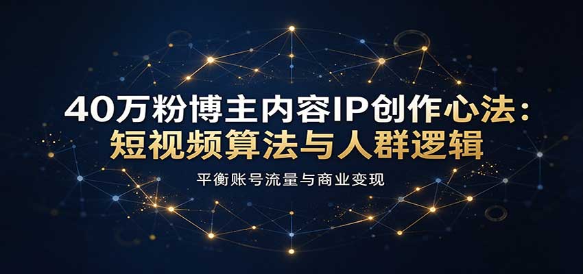 40万粉博主内容IP创作心法：短视频算法与人群逻辑，平衡账号流量与商业变现-副业网