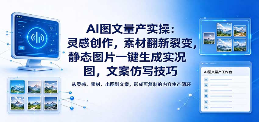 AI图文量产实操：灵感创作，素材翻新裂变，静态图片一键生成实况图，文案仿写技巧-副业网
