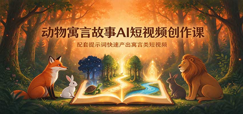 动物寓言故事AI短视频创作课：配套提示词快速产出寓言类短视频-副业网