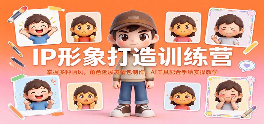 IP形象打造训练营:掌握多种画风,角色延展表情包制作,AI工具配合手绘实操教学-副业网