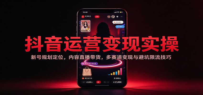 抖音运营变现实操:新号规划定位,内容直播带货,多赛道变现与避坑限流技巧-副业网