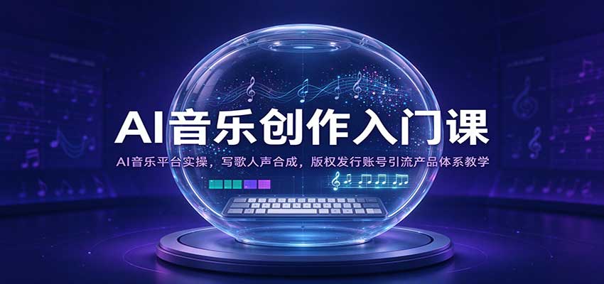 AI音乐创作入门课：AI音乐平台实操，写歌人声合成，版权发行账号引流产品体系教学-副业网