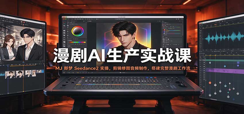漫剧AI生产实战课：MJ 即梦 Seedance2 实操，剪辑修图音频制作，搭建完整漫剧工作流-副业网