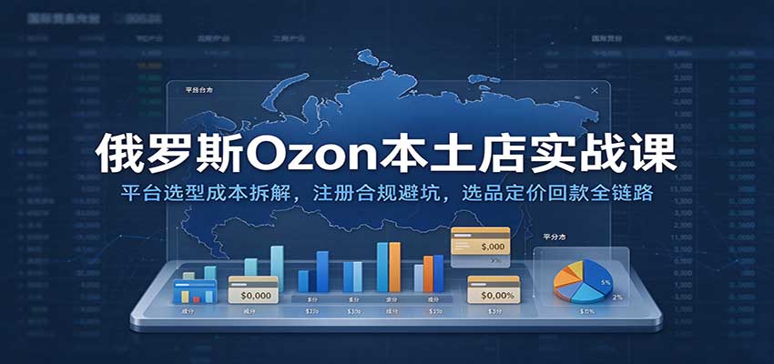 俄罗斯Ozon本土店实战课：平台选型成本拆解，注册合规避坑，选品定价回款全链路-副业网