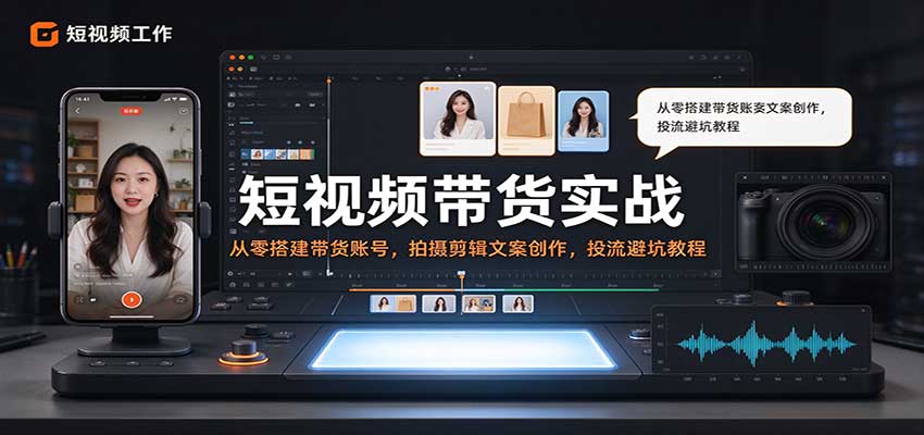 短视频带货实战：从零搭建带货账号，拍摄剪辑文案创作，投流避坑教程-副业网