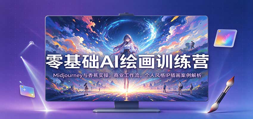 零基础AI绘画训练营：Midjourney与香蕉实操，商业工作流，个人风格IP插画案例解析-副业网