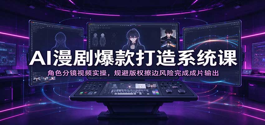 AI漫剧爆款打造系统课：角色分镜视频实操，规避版权擦边风险完成成片输出-副业网