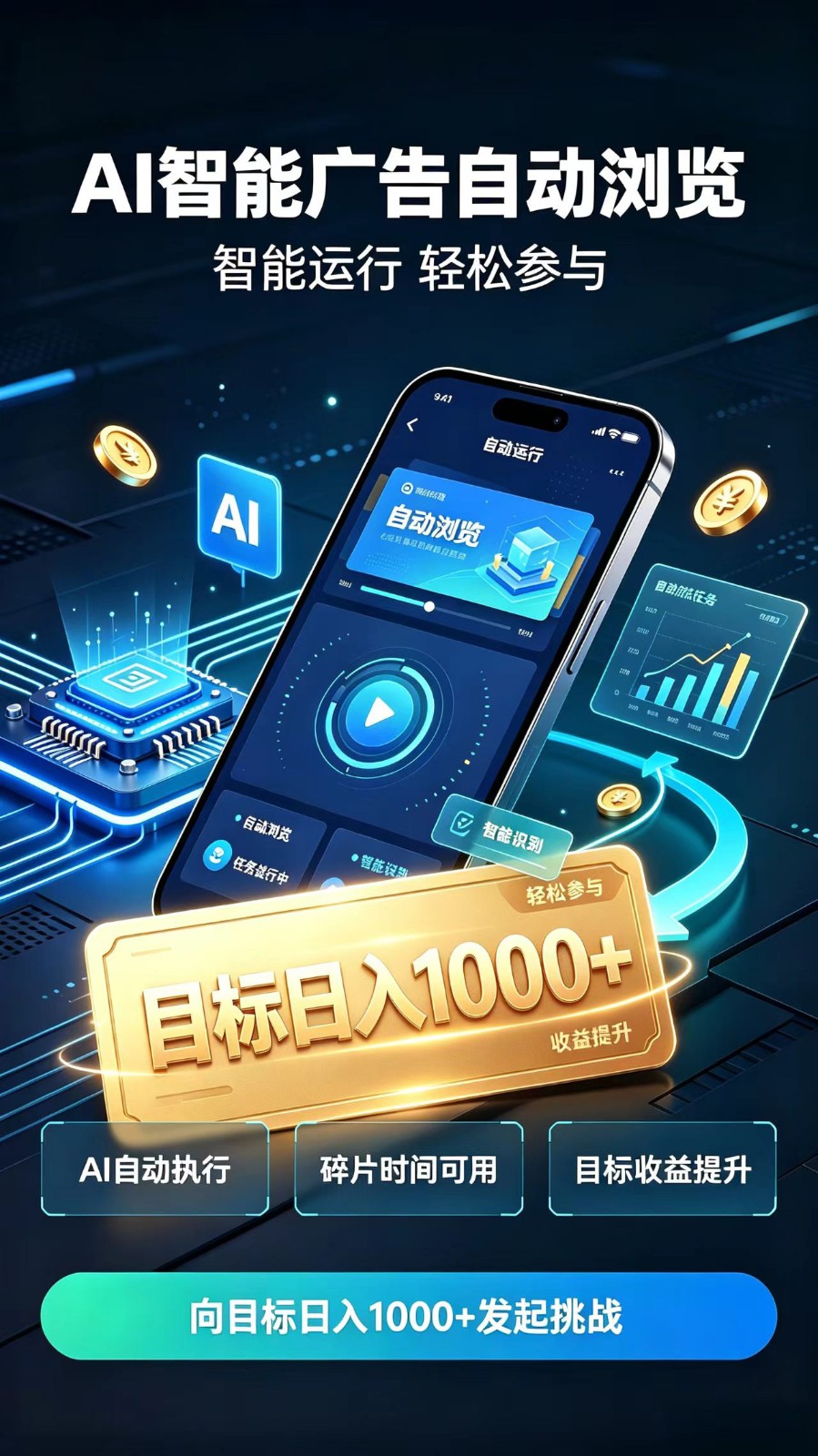 AI智能广告自动浏览项目，轻量操作稳定收益，低门槛自动挂机，闲暇时间轻松赚取收益-副业网