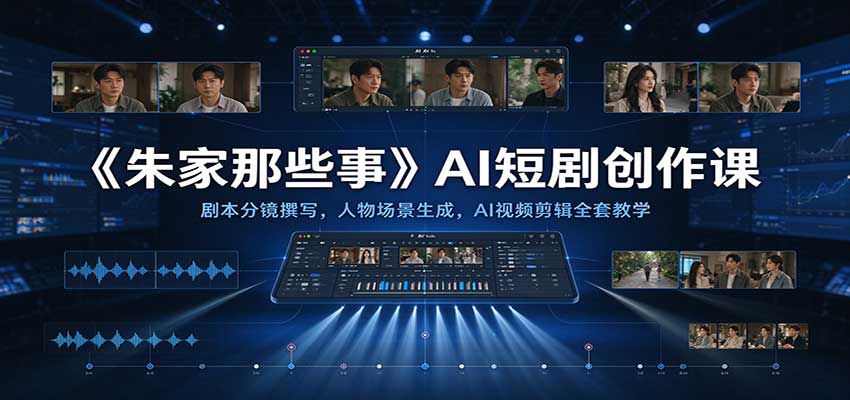 《朱家那些事》AI短剧创作课：剧本分镜撰写，人物场景生成，AI视频剪辑全套教学-副业网