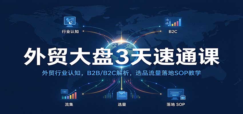 外贸大盘3天速通课：外贸行业认知，B2B/B2C解析，选品流量落地SOP教学-副业网