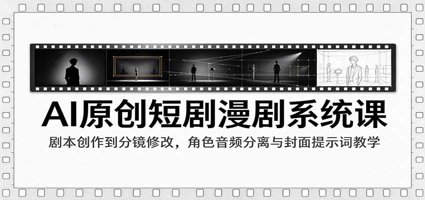 AI原创短剧漫剧系统课：剧本创作到分镜修改，角色音频分离与封面提示词教学-副业网