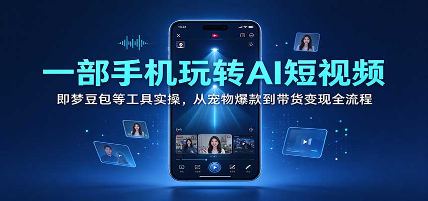 一部手机玩转AI短视频：即梦豆包等工具实操，从宠物爆款到带货变现全流程-副业网