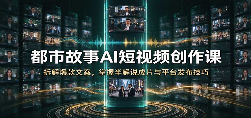 都市故事AI短视频创作课：拆解爆款文案，掌握半解说成片与平台发布技巧-副业网
