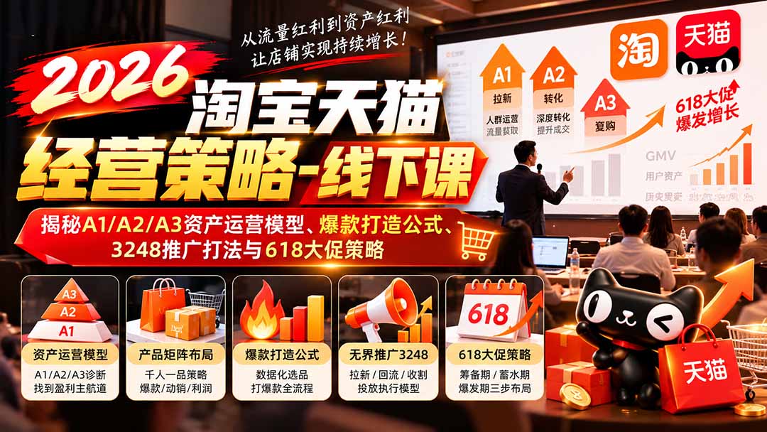 图片[2]-2026淘宝天猫经营策略-线下课-更新1019：揭秘A1/A2/A3资产运营模型、爆款打造公式、3248推广打法与618大促策略-副业网