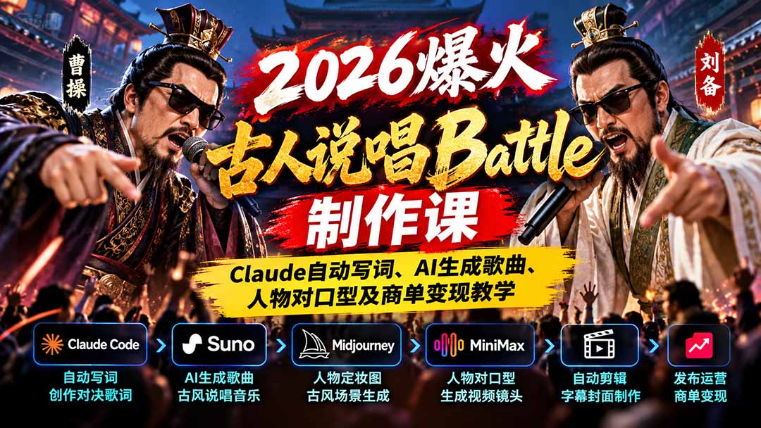 图片[2]-2026爆火古人说唱Battle制作课：Claude自动写词、AI生成歌曲、人物对口型及商单变现教学-副业网