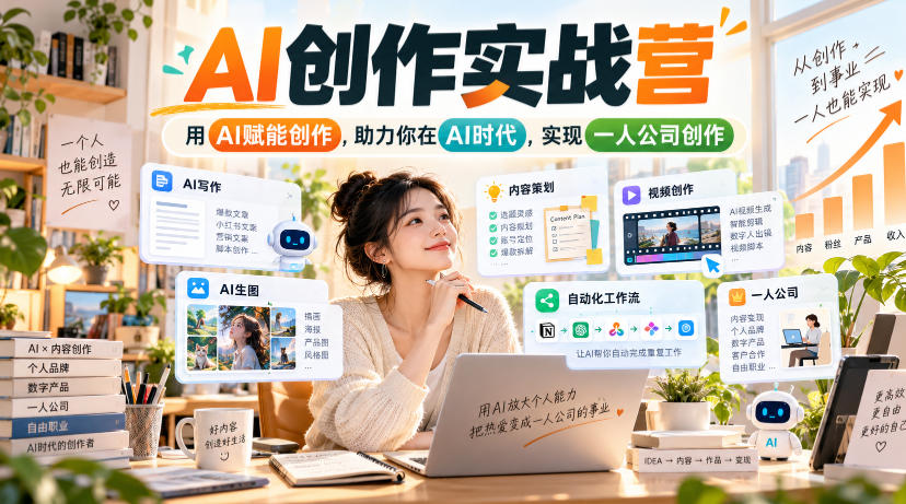 AI创作实战营，用AI赋能创作，助力你在AI时代，实现一人公司创作(更新)-副业网
