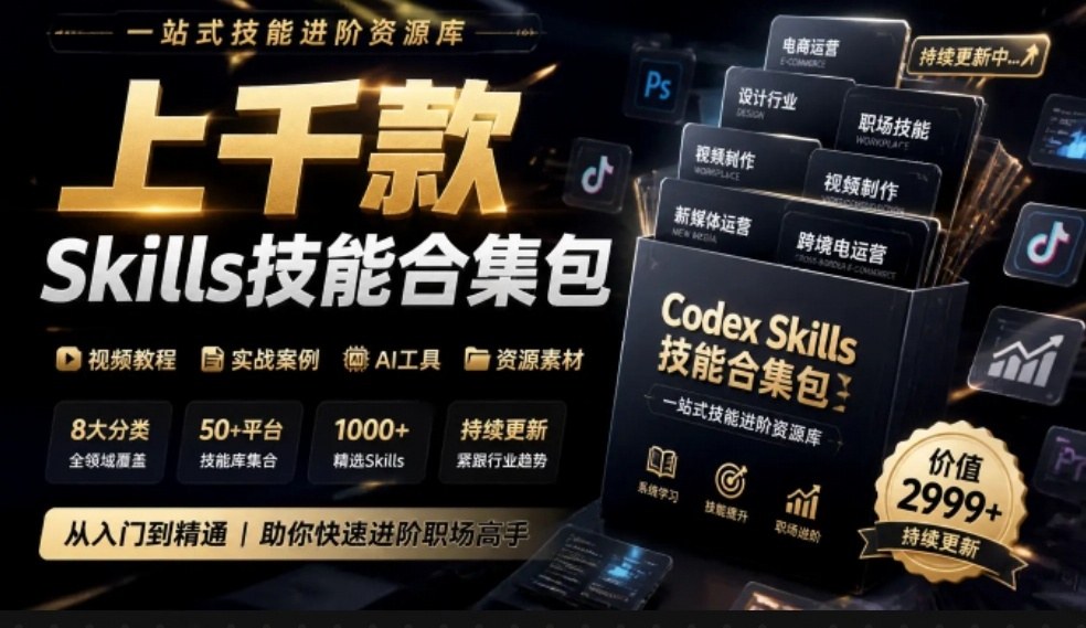 真值得收藏了，这次！上千款AI Skills技能直接被人打包好了，给AI工具备下了一整间技能商店-副业网