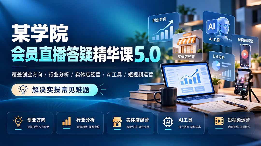 图片[2]-某学院会员直播答疑精华课5.0：覆盖创业方向、行业分析、实体店经营、AI工具和短视频运营，解决实操常见难题！-副业网