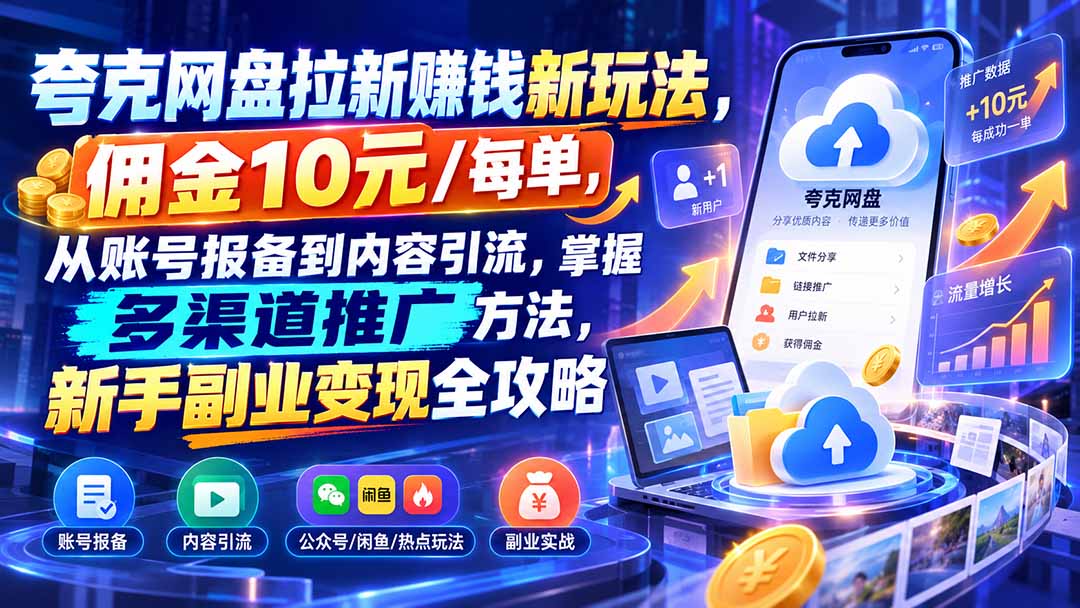 图片[2]-夸克网盘拉新赚钱新玩法，佣金10元/每单，从账号报备到内容引流，掌握多渠道推广方法，新手副业变现全攻略-副业网