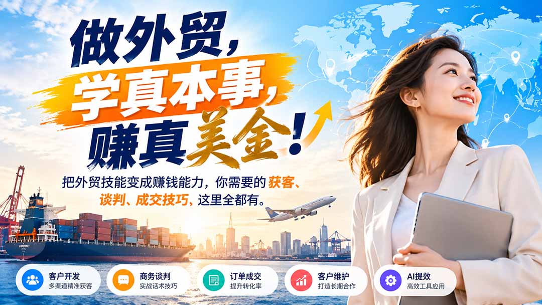 图片[2]-做外贸，学真本事，赚真美金！把外贸技能变成赚钱能力，你需要的获客、谈判、成交技巧，这里全都有-副业网