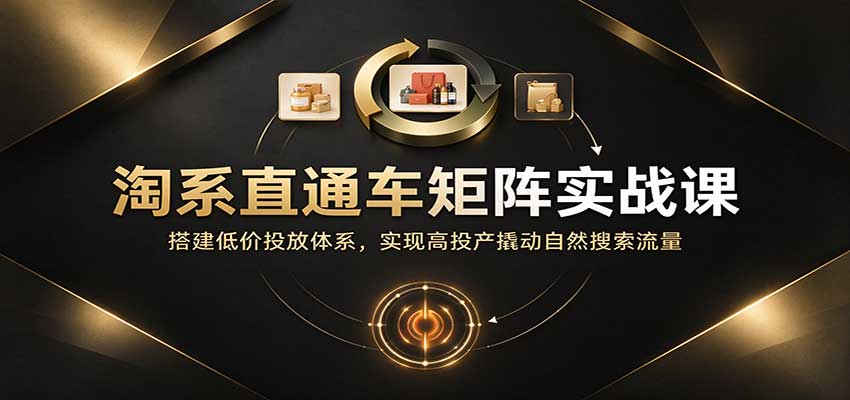 淘系直通车矩阵实战课：搭建低价投放体系，实现高投产撬动自然搜索流量-副业网