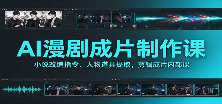 AI漫剧成片制作课:小说改编指令、人物道具提取,剪辑成片全流程-副业网