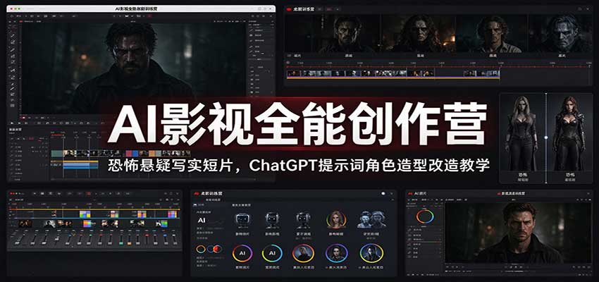 AI影视全能创作营:恐怖悬疑写实短片,ChatGPT提示词角色造型改造教学-副业网