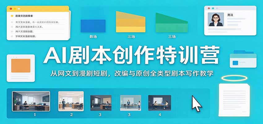 AI剧本创作特训营:从网文到漫剧短剧,改编与原创全类型剧本写作教学-副业网