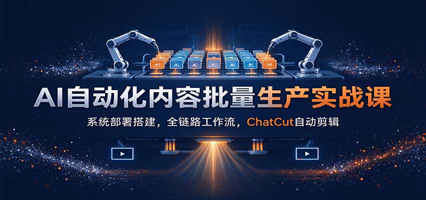 AI自动化内容批量生产实战课：系统部署搭建，全链路工作流，ChatCut自动剪辑-副业网