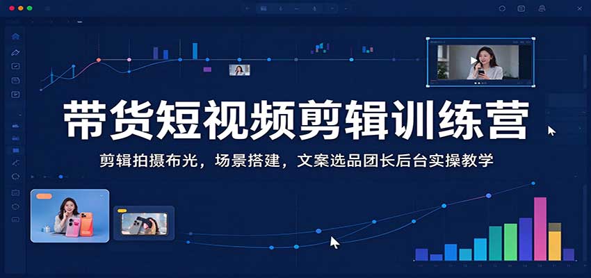 带货短视频剪辑训练营：剪辑拍摄布光，场景搭建，文案选品团长后台实操教学-副业网
