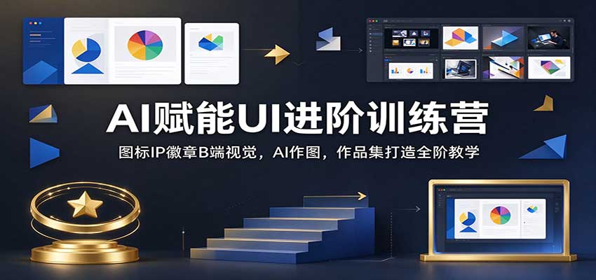 AI赋能UI进阶训练营：图标IP徽章B端视觉，AI作图，作品集打造全阶教学-副业网