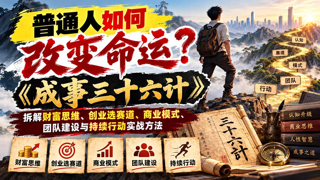 普通人如何改变命运？《成事三十六计》拆解财富思维、创业选赛道、商业模式、团队建设与持续行动实战方法-副业网