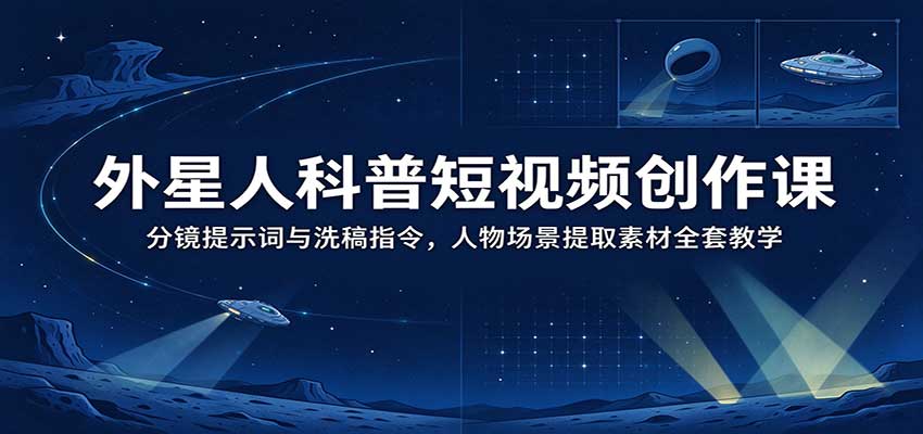 外星人科普短视频创作课：分镜提示词与洗稿指令，人物场景提取素材全套教学-副业网