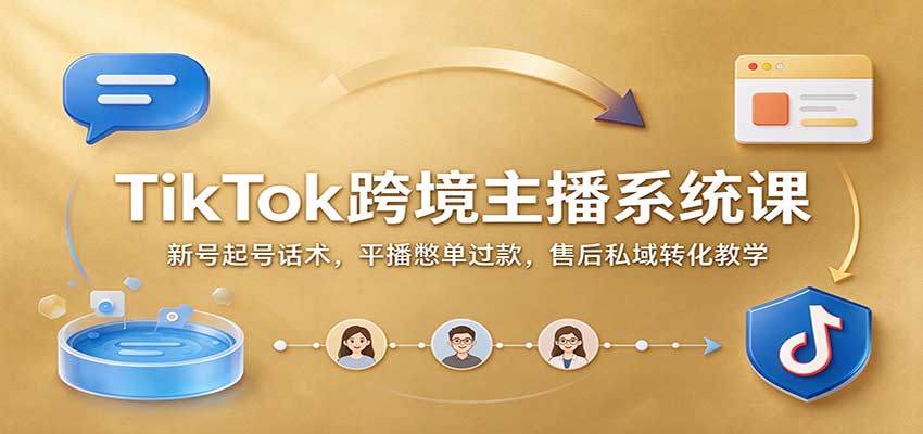 TikTok跨境主播系统课：新号起号话术，平播憋单过款，售后私域转化教学-副业网